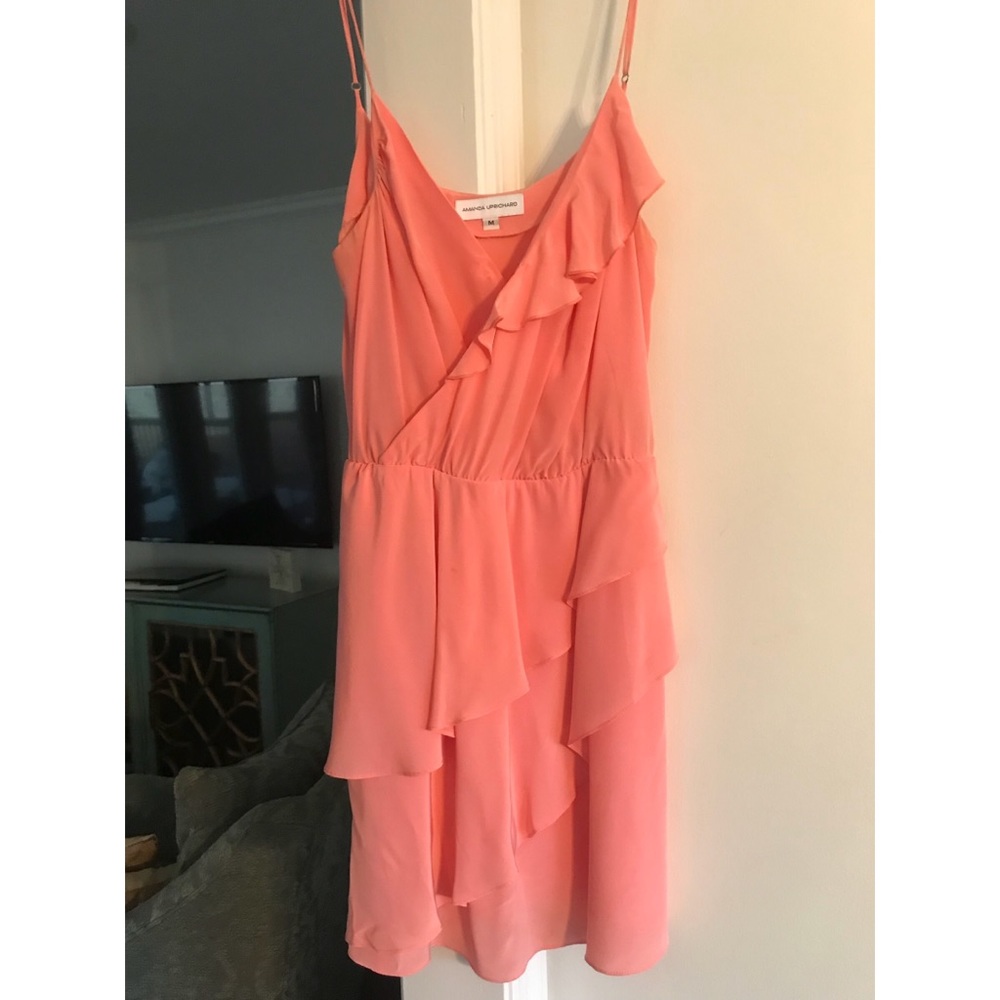 AMANDA UPRICHARD CORAL DRESS WITH RUFFLES